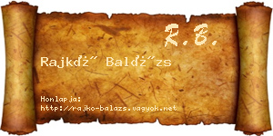 Rajkó Balázs névjegykártya